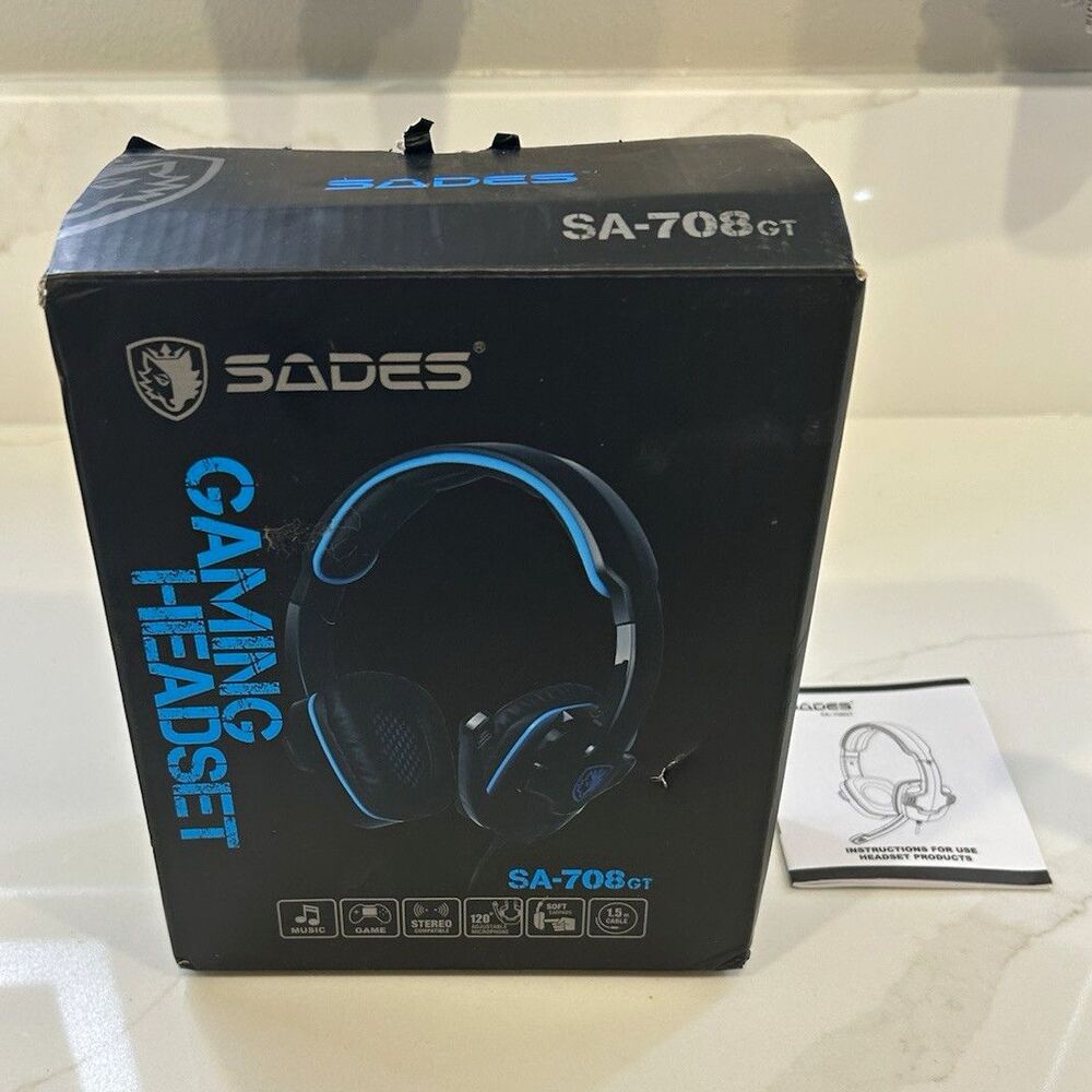 SADES SA-708GT Wired 3.5mm Over-Ear Stereo Gaming Headset Boom Mic B/B